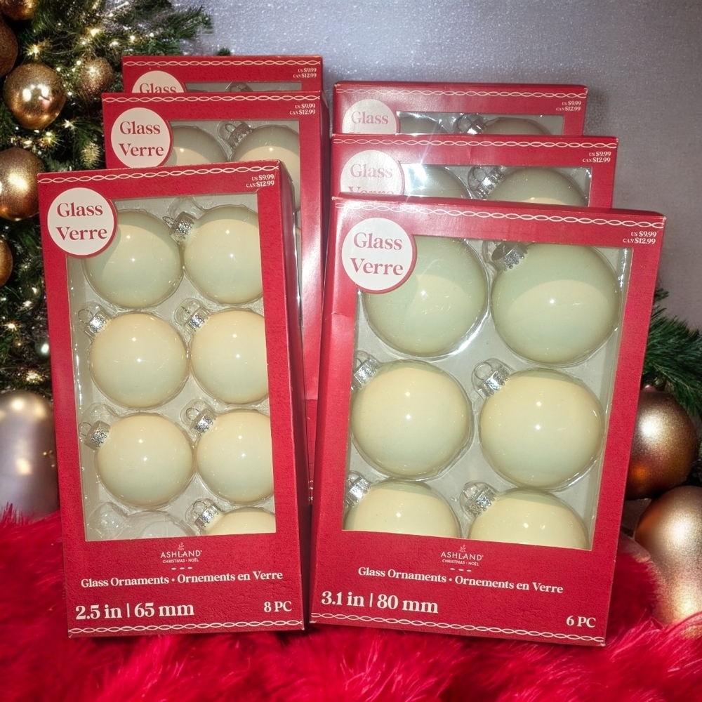 Ashland Cream Glass Ornament Collection